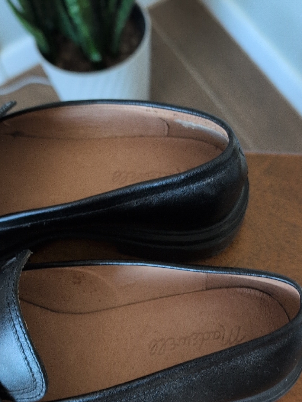 Madewell Black Leather Lug-Sole Penny Loafers - Picture 2 of 9